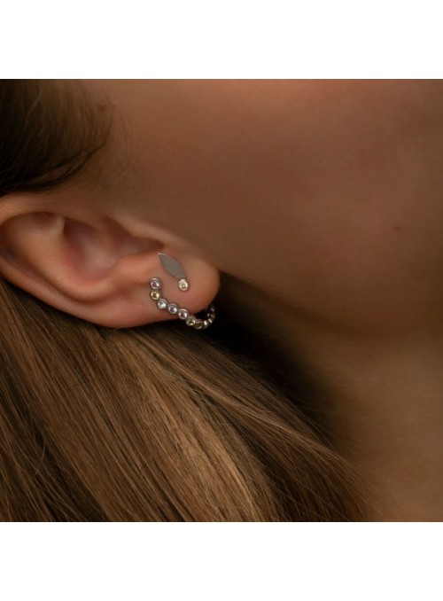 Stine A Big dot leaf earring light peridot silver