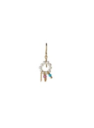 Stine A Petit Heavenly Pearl Dream earring gold turquoise & red stones & chain