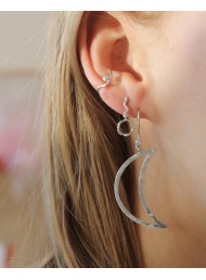 Stine A Big Bella Moon with stones earring silver