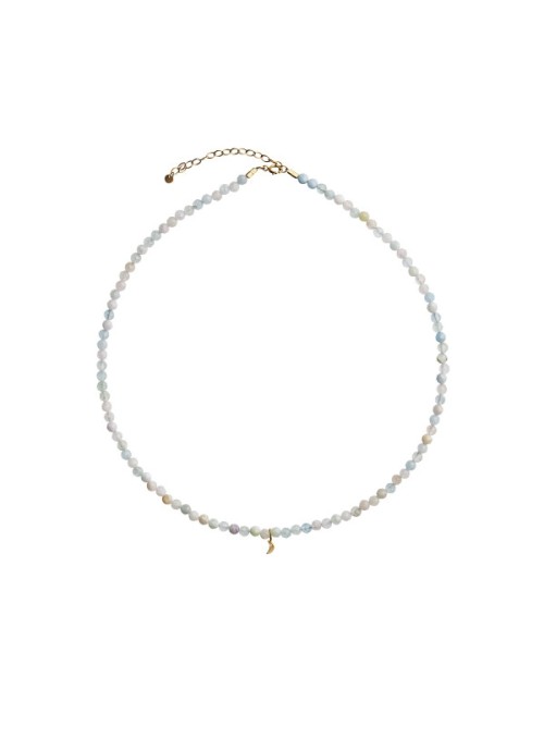 Stine A Soft Pastella with tres petit moon necklace gold