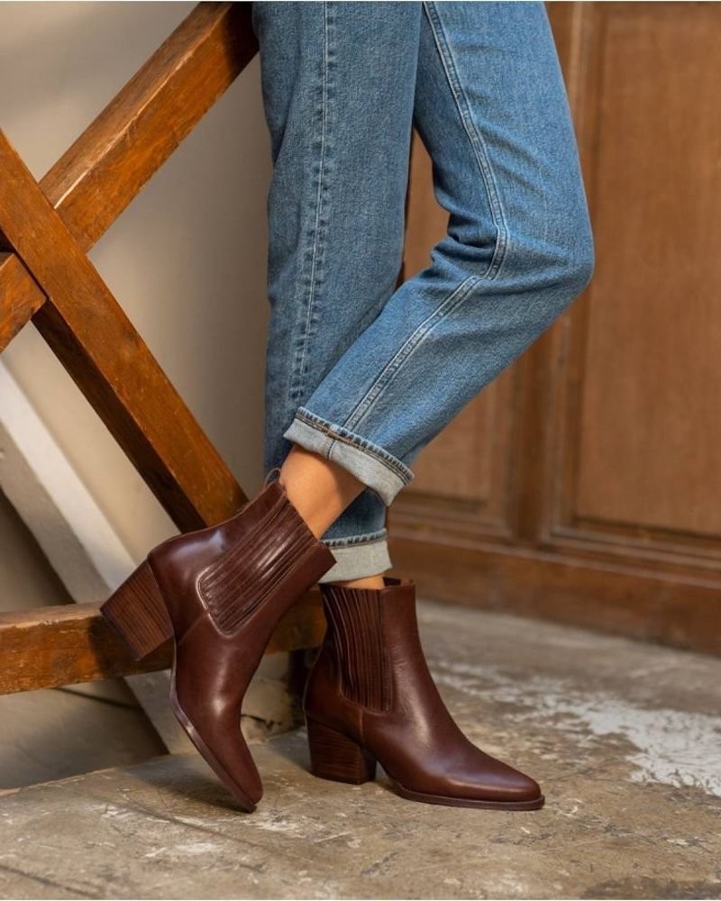 Rivecour Cowboy boot leather hazel vintage noisette