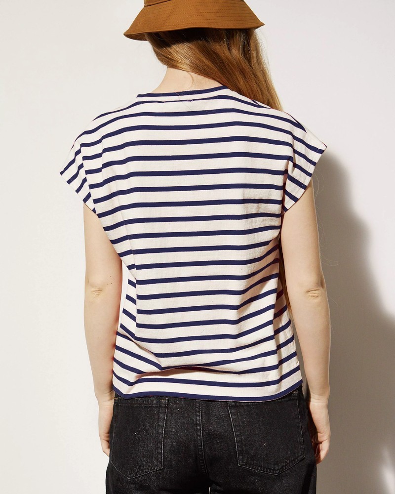 Le Mont Saint Michel Theoxane striped top offwhite navy