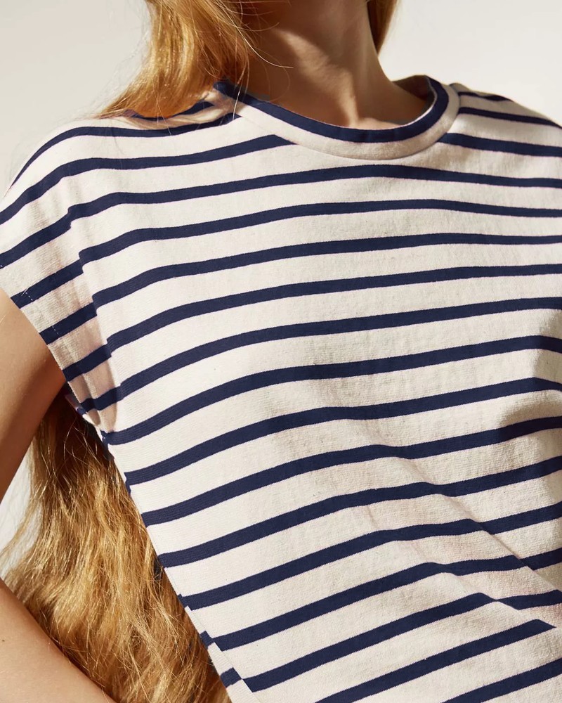 Le Mont Saint Michel Theoxane striped top offwhite navy