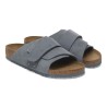 Pack shot af Birkenstock Kyoto Nubuck Leather Suede Blue Sandal på hvid baggrund