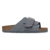 Pack shot af Birkenstock Kyoto Nubuck Leather Suede Blue Sandal på hvid baggrund