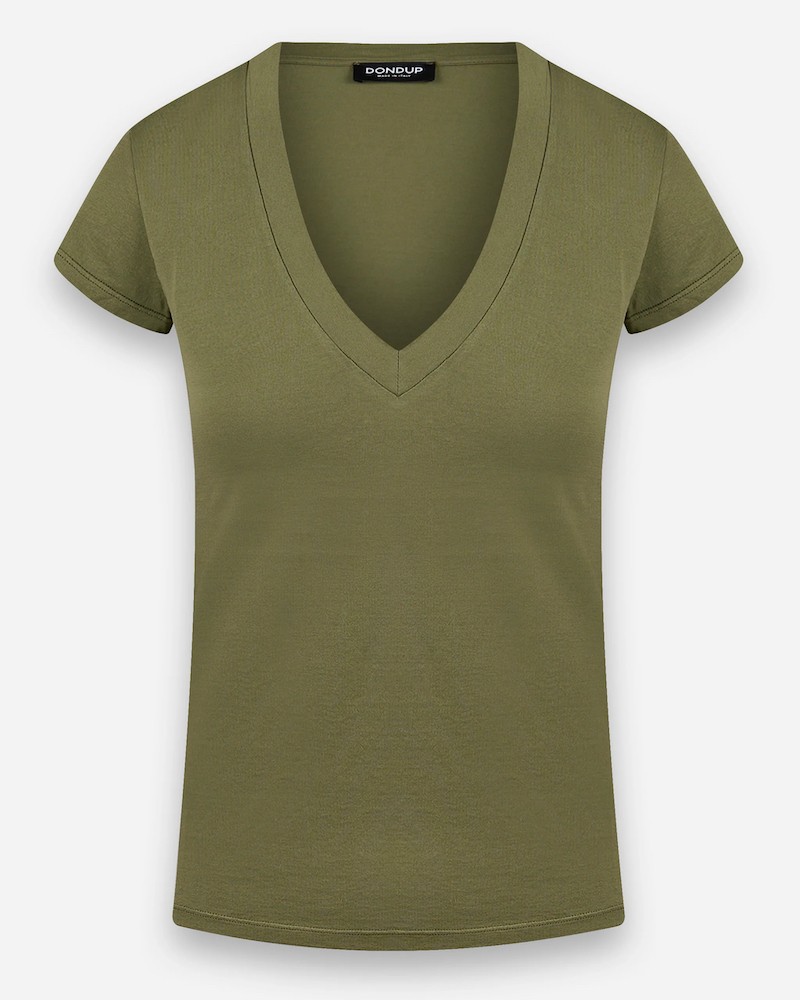 Pack af Dondup V-neck t-shirt army på neutral baggrund