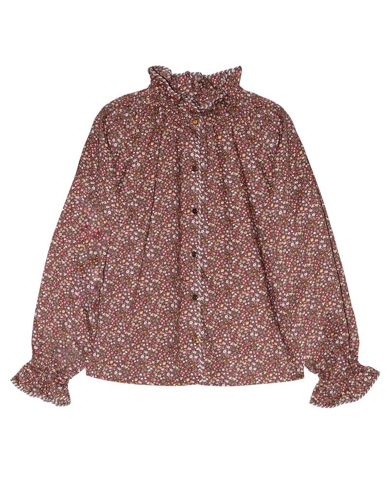 Pack shot af Apof Adine Shirt Antheia Brown Liberty Skjorte på neutral baggrund
