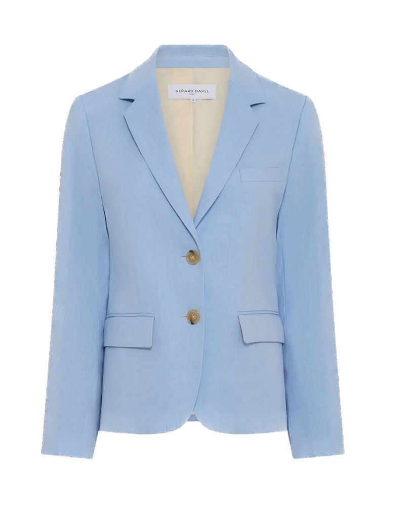 Pack shot Gerard Darel Rosette blazer I lyseblå på hvid baggrund