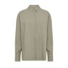Pack shot af Leveté Room Naja 20 dark moss khaki hør og viskose langærmet skjorte på hvid baggrund