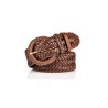 Pack shot af Plissé Copenhagen Gro Belt Cognac Bredt Flet Bælte på neutral baggrund