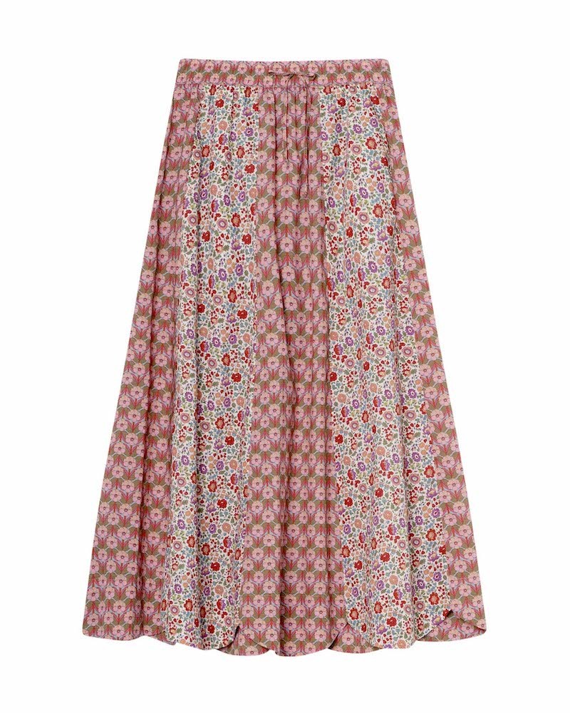 Pack shot af Apof Helga Skirt Chevron Rose D'Anjo Liberty nederdel på hvid baggrund