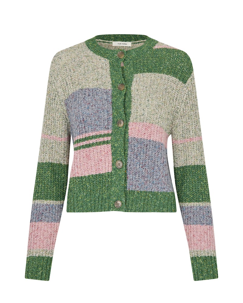 Pack shot af Nué Notes Agadir Multi Strik Cardigan på hvid baggrund