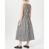 Nué Notes Livorno Skirt Black Creme Check Ternet nederdel stylet med Prato vest på model set bagfra