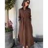 Bagutta Shirt Dress Dark Brown Mørkebrun Hør Skjorte Kjole med bælte på model