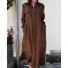 Bagutta Shirt Dress Dark Brown Mørkebrun Hør Skjorte Kjole med bælte på model