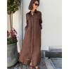 Bagutta Shirt Dress Dark Brown Mørkebrun Hør Skjorte Kjole med bælte på model