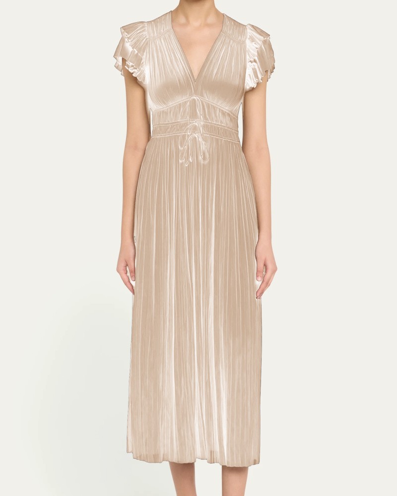 Ulla Johnson Patrice Flutter Sleeve Midi Dress Opal kjole på model