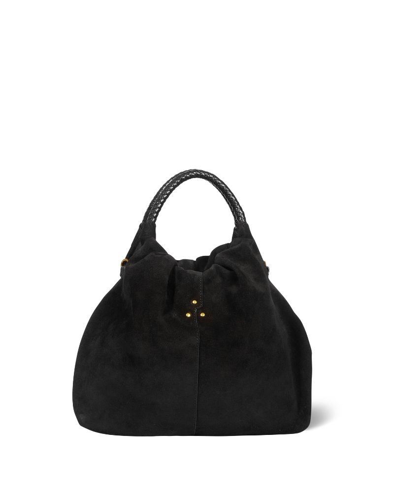 Pack shot af Jerome Dreyfuss Gordi M Black sort ruskinds taske på hvid baggrund
