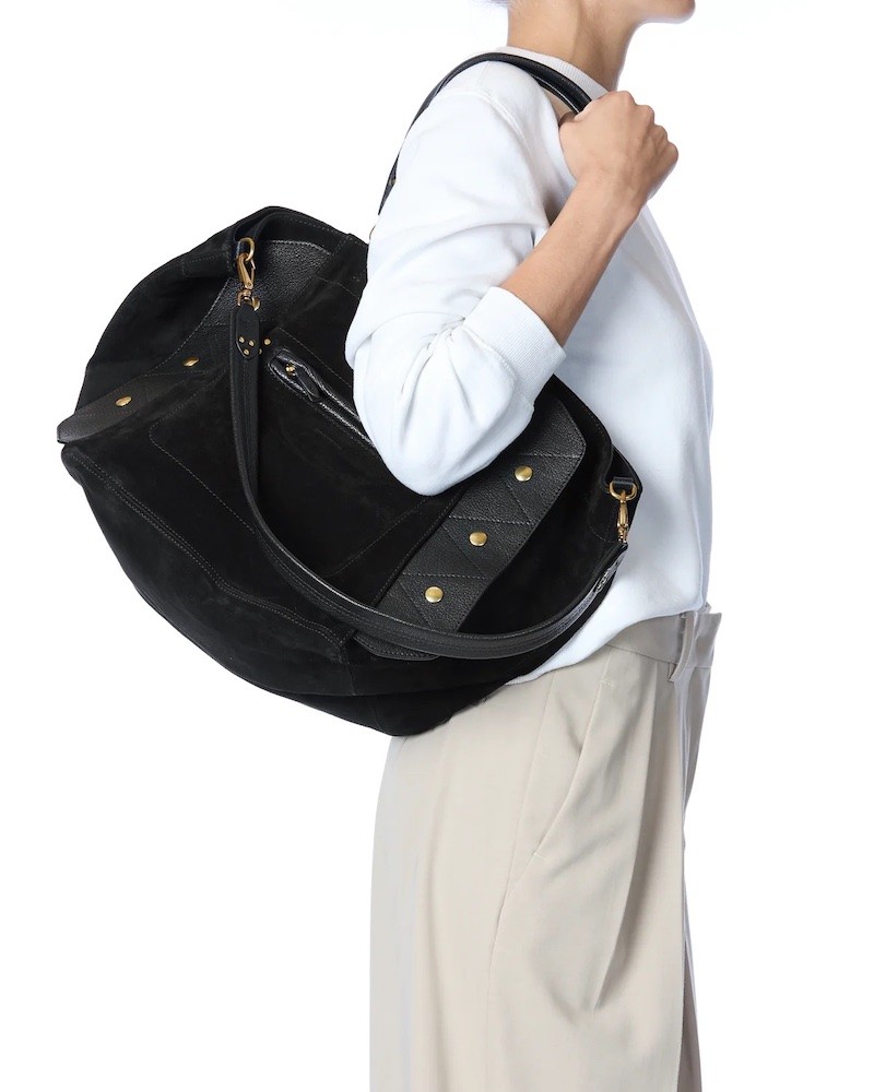 Jerome Dreyfuss Roger Split Suede Black Sort Ruskinds Tote på model