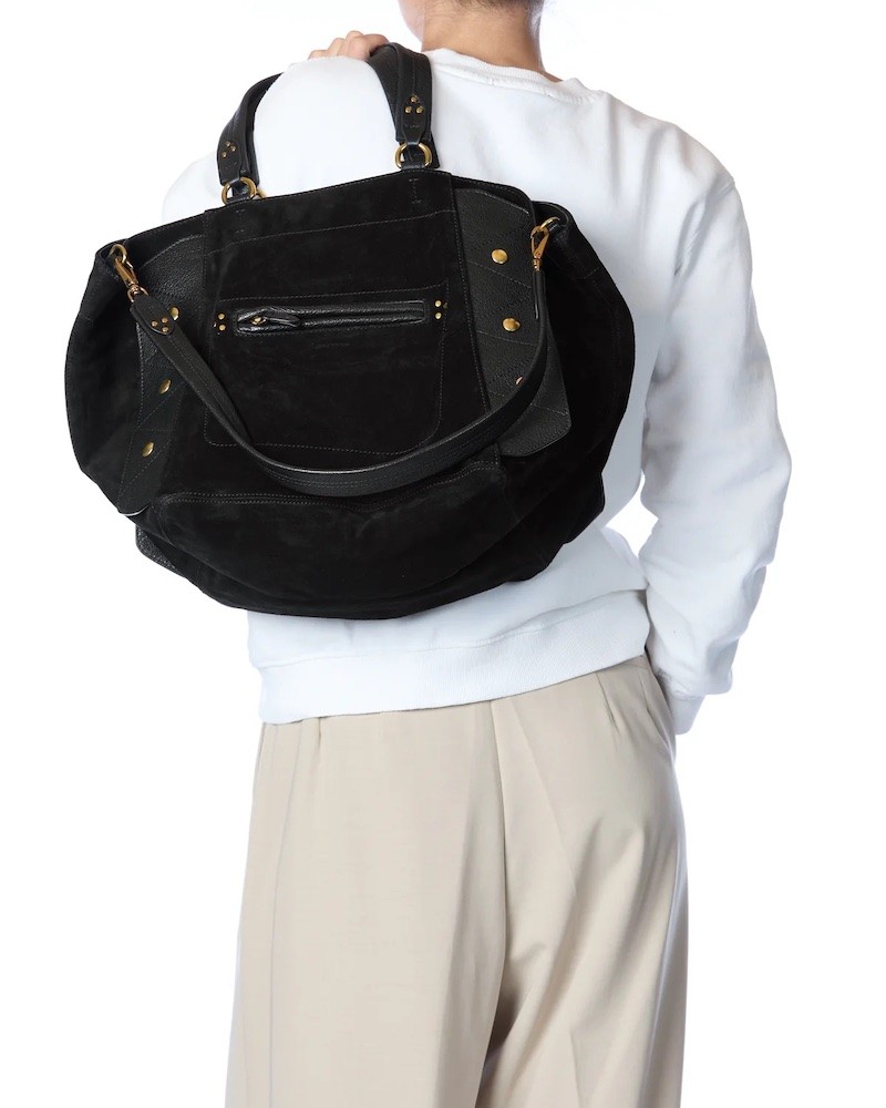 Jerome Dreyfuss Roger Split Suede Black Sort Ruskind Tote på model