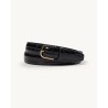 The Garment Kaja Belt Black Sort Croco Præget Skind Bælte på neutral baggrund