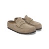 Pack shot af Birkenstock Naples Wrapped Taupe Ruskind på hvid baggrund