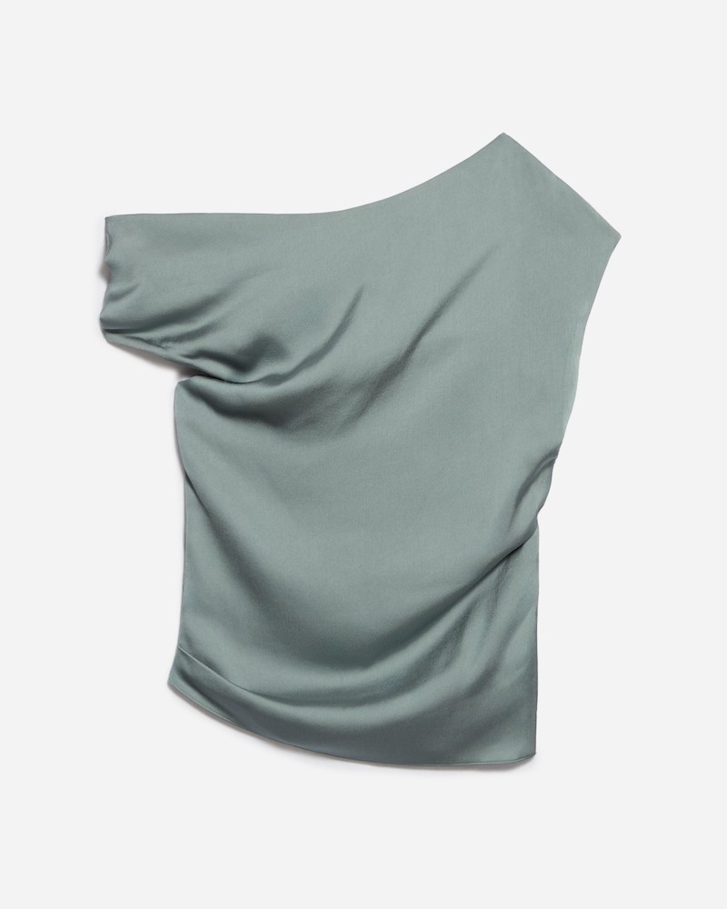 Vanessa Bruno Ezai Top Gris Perle Dueblå Asymetrisk top