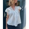 Ulla Johnson Jolie Flutter Sleeve Top Pristine Ecru på model