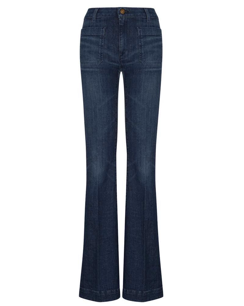 Pack shot af Seafarer Delphine Mørkeblå jeans på hvid baggrund
