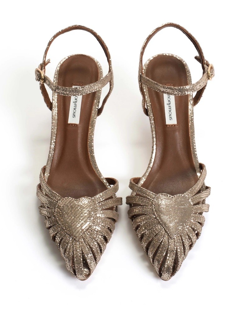 Anonymous Copenhagen Keesha 55 Lizard Metallic Champagne sandal