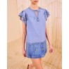 Ulla Johnson Effie Flutter Sleeve Top Chambray på model
