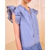 Ulla Johnson Effie Flutter Sleeve Top Chambray på model