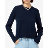 Guest In Residence Shrunken Crew Langærmet Navy Cashmere Strik på model
