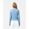 Guest In Residence Shrunken Crew Heather Blue Cashmere strik på model set bagfra