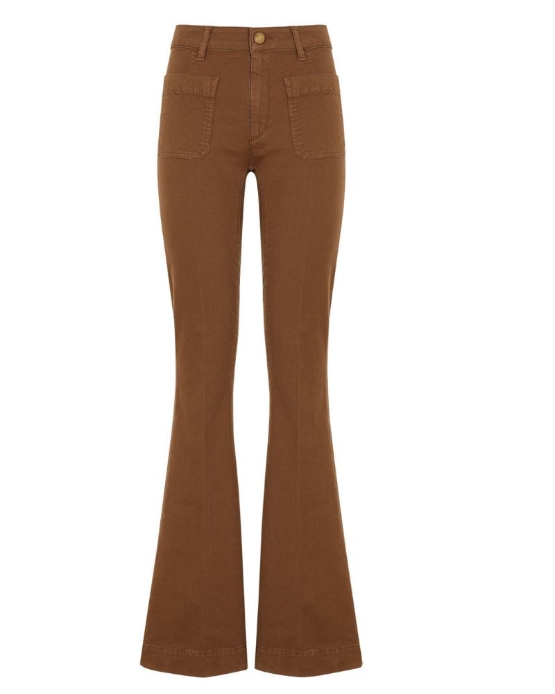 Pack shot af Seafarer Delphine Jeans i Cognac denim set forfra på hvid baggrund