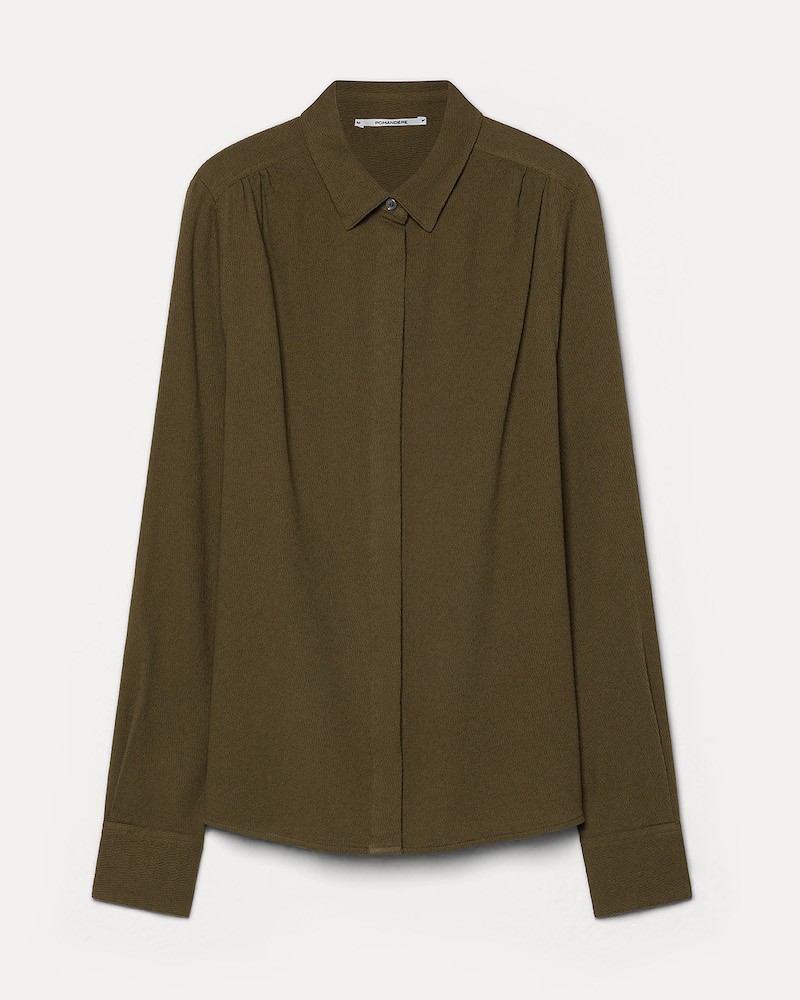 Pack shot af Pomandére Shirt Khaki 252-9487 på neutral baggrund