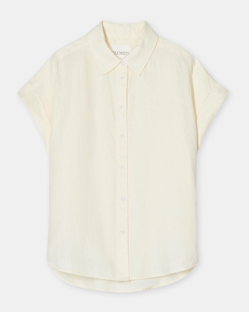 Pack shot af Closed Shirt Ivory Hør Skjorte uden ærmer på neutral baggrund