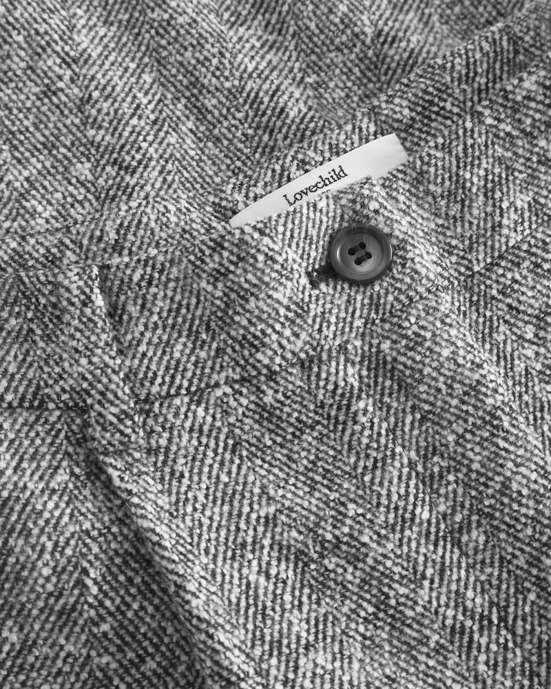 Close up af Lovechild 1979 Lucas Pants Black & White Herringbone bukser