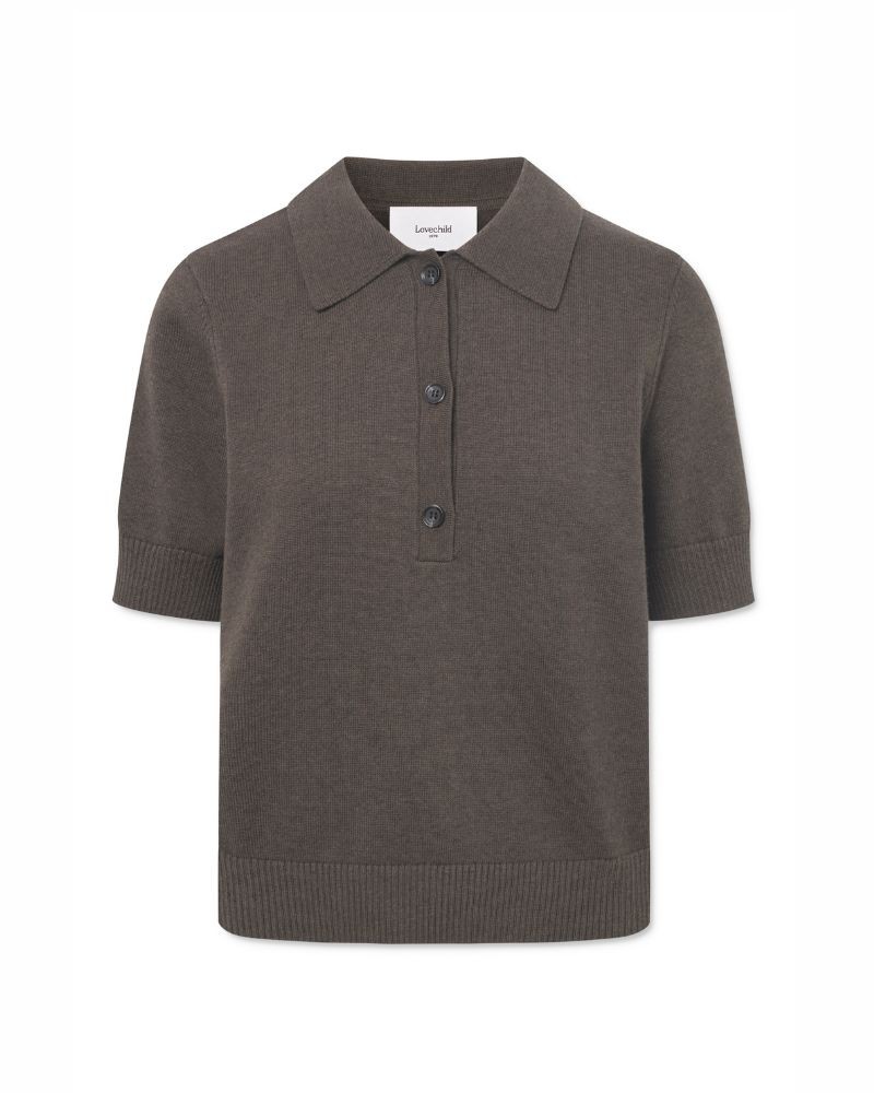 Pack shot af Lovechild 1979 Violette Polo Army Melange på hvid baggrund