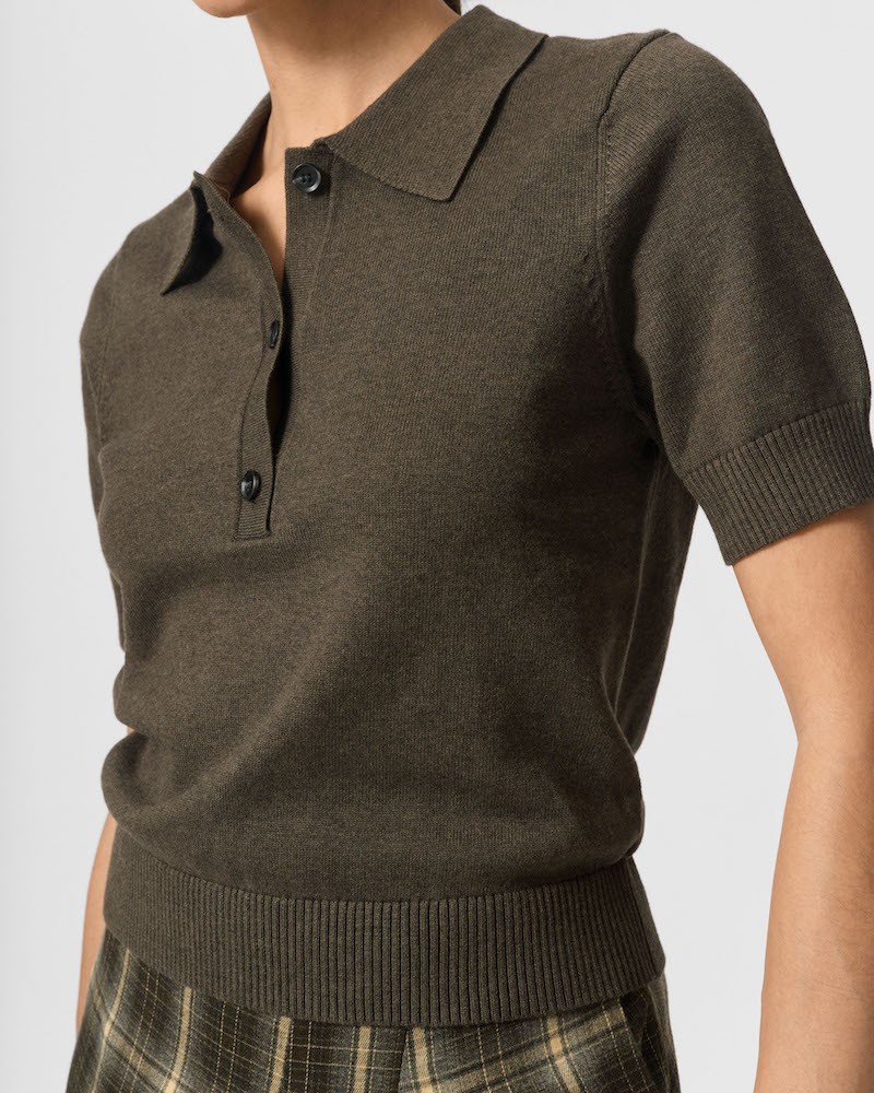 Lovechild 1979 Violette Polo Army Melange kortærmet strik på model