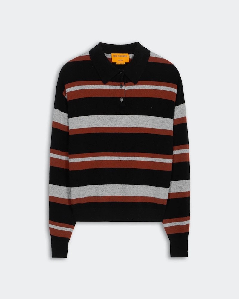 Pack shot af Guest In Residence Collegiate Stripe Polo Black Combo på neutral baggrund