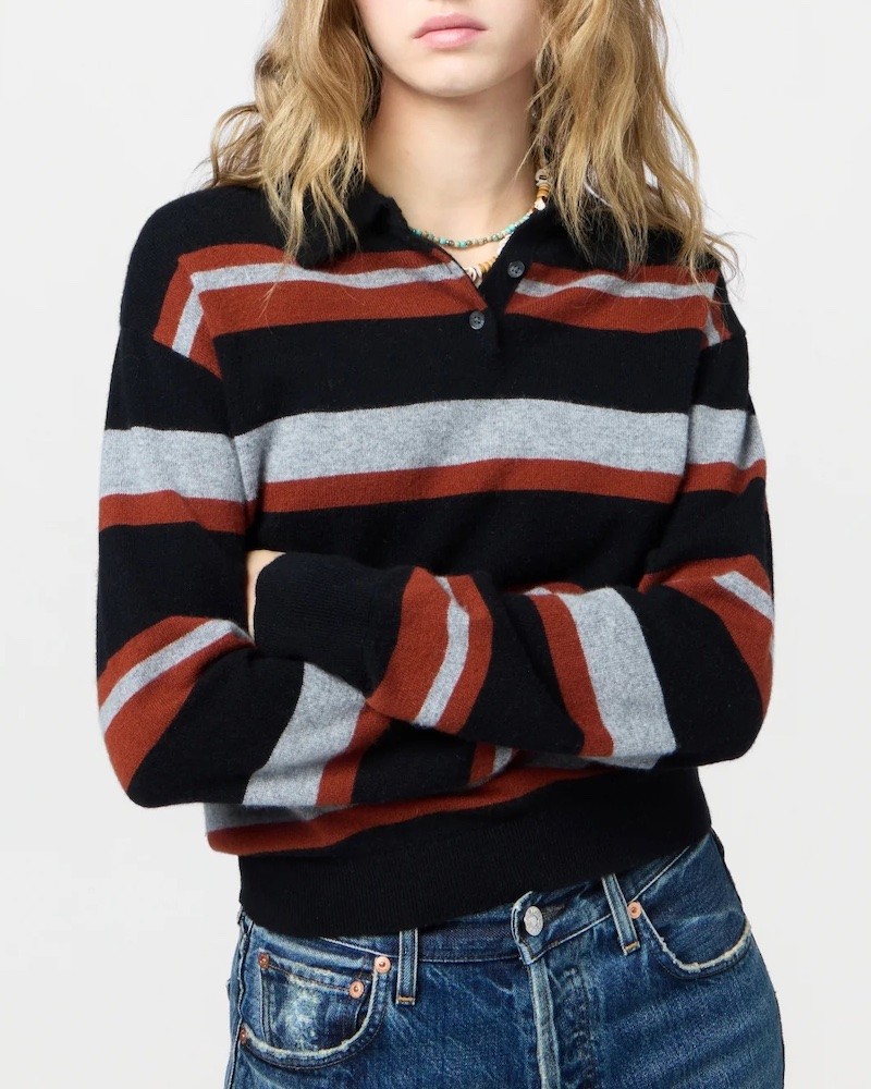 Guest In Residence Collegiate Stripe Polo Black Combo på model