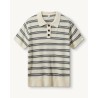 The Garment Como Dads Polo Striped Cream Grey Melange på neutral baggrund