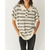 The Garment Como Dads Polo Striped Cream Grey Melange på model