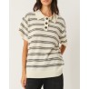 The Garment Como Dads Polo Striped Cream Grey Melange på model