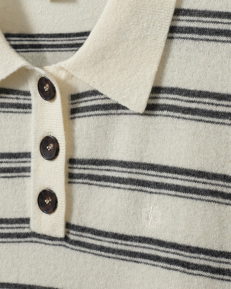 Close up af The Garment Como Dads Stribet Polo strik