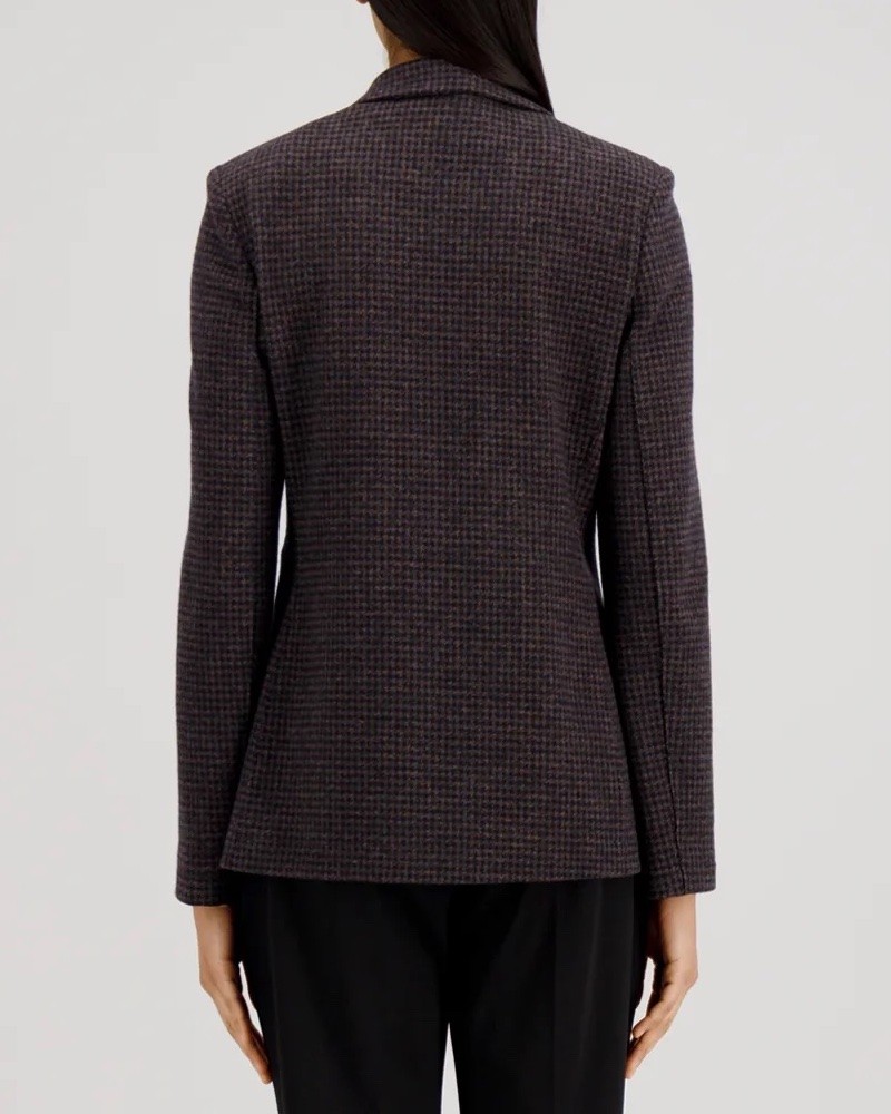 Harris Wharf London Blazer Brown & Blue Houndstooth på bagfra