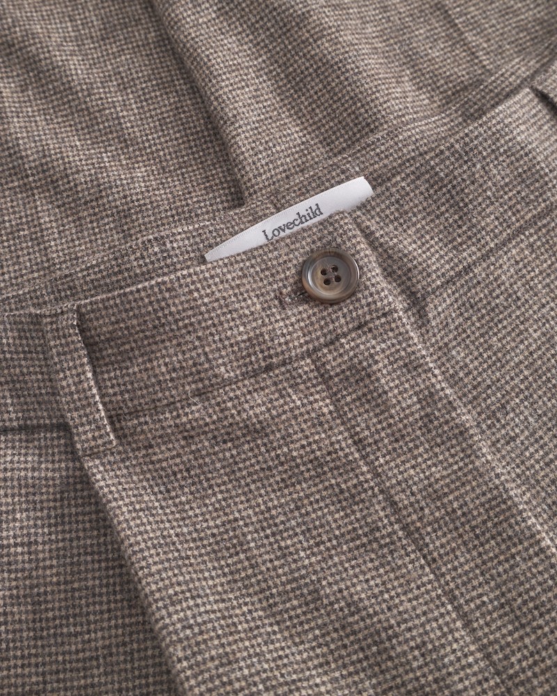 Close up af Lovechild 1979 Lucas Pants Beige Houndstooth