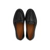 Angulus 1706 Penny Loafer flettet sort skind på hvid baggrund