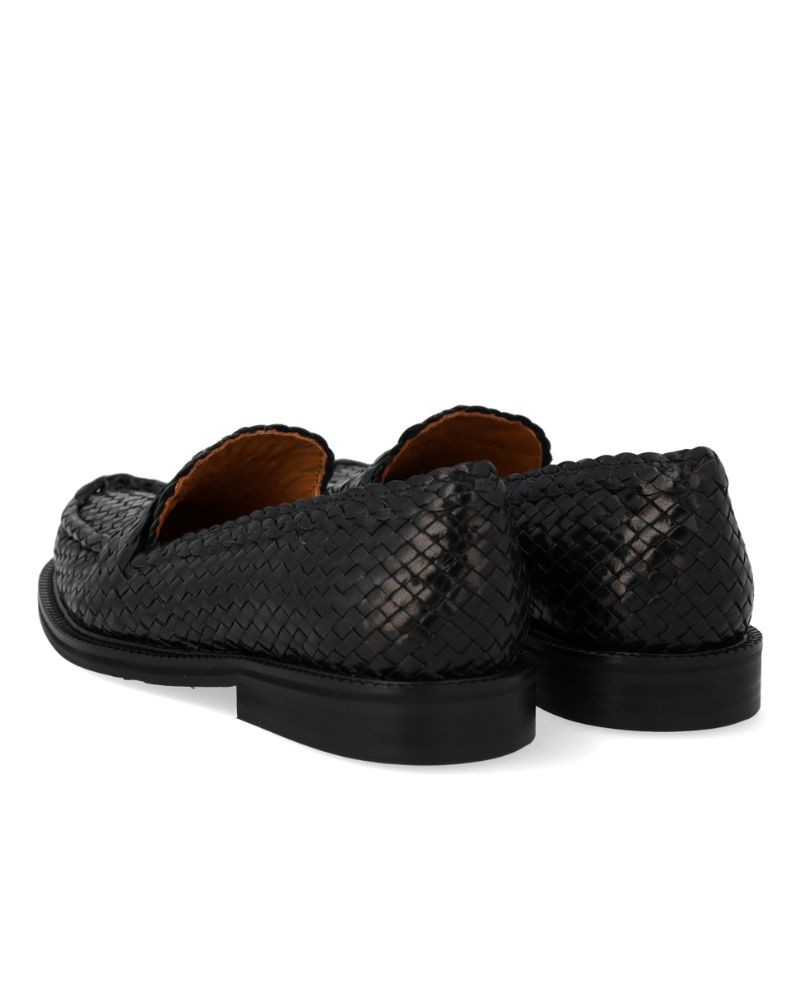 Angulus 1706 Penny Loafer sort flettet skind bagfra